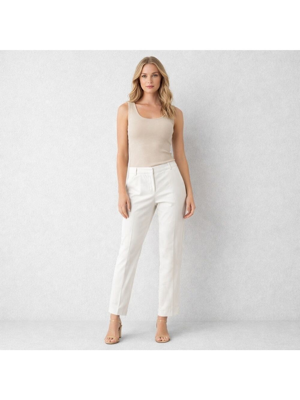Zara White Ankle Pants Minimalist Capsule Preppy